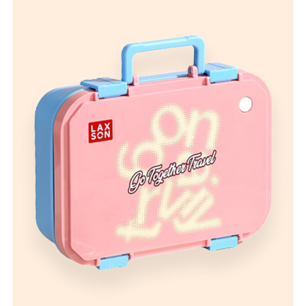 Pink Travel theme Stainless Steel Tiffin/Lunch Box for Kids and Adults