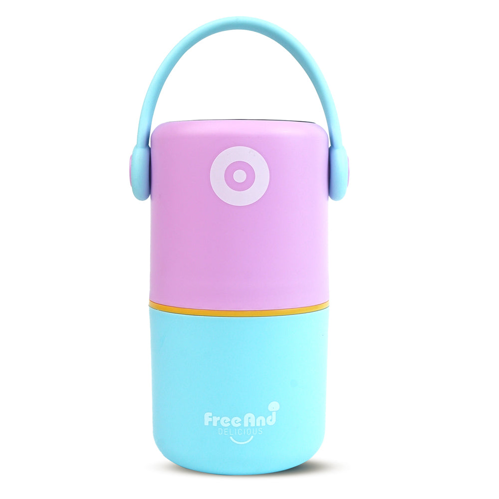 Purple & Blue Handle Compact Stainless Steel Snack Tiffin Box For Kids And Adults,820Ml