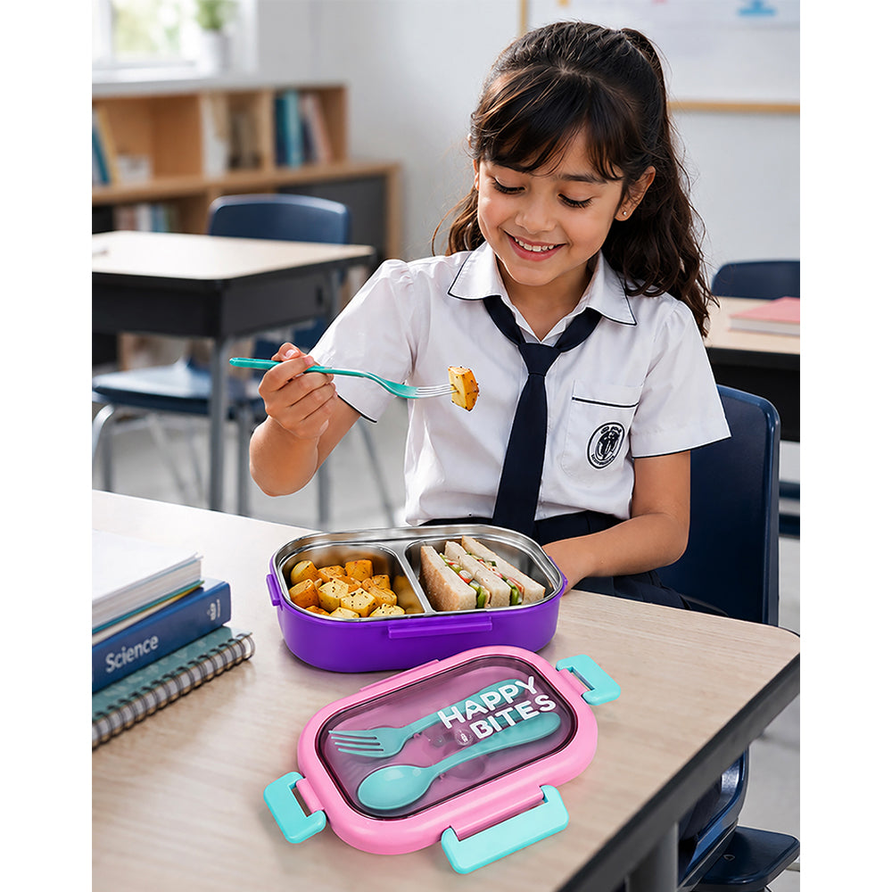 Pink Lid Happy Bites Bento Lunch Box