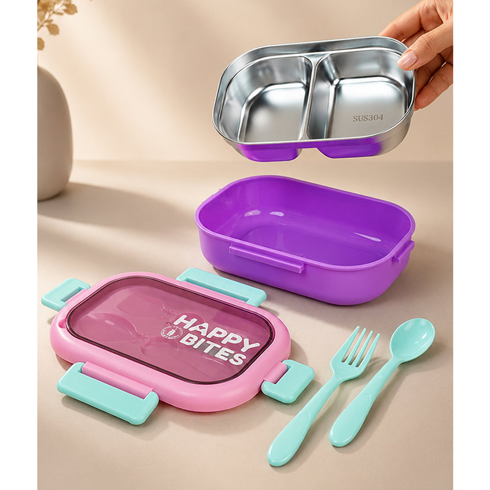 Pink Lid Happy Bites Bento Lunch Box