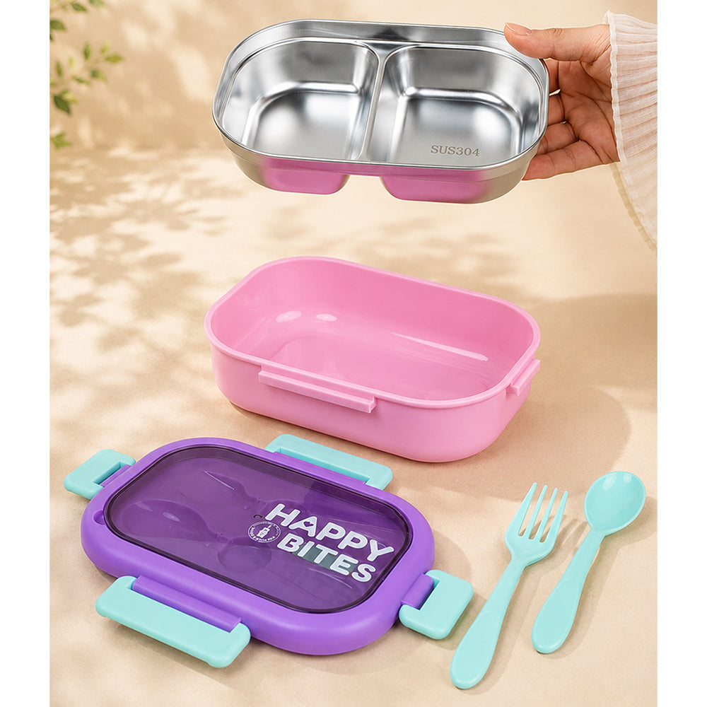 Purple Lid Happy Bites Bento Stainless Steel Lunch Box