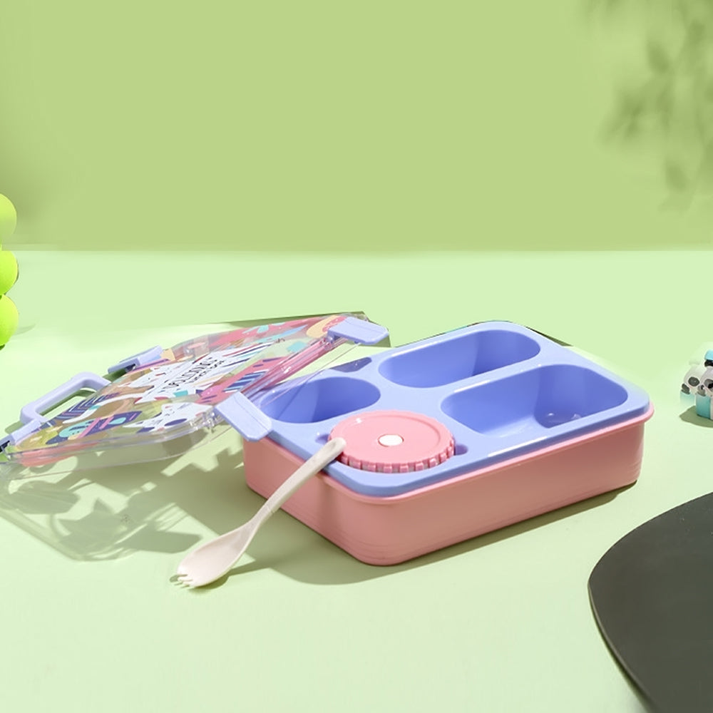 Purple Meow Compact Tiffin Lunch Box for Kids