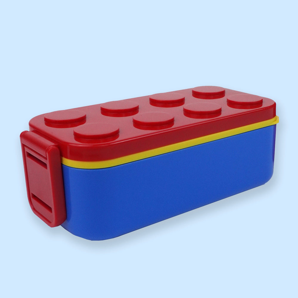 2Pcs Rectangle Red Lego Lid Bpa Free Plastic Kids Lunch Box Plus Cup Bottle For Kids
