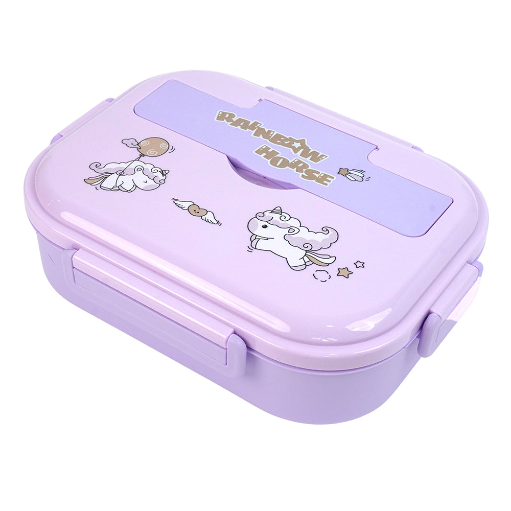 Big Size Rainbow Horse Stainless Steel Lunch Box with Lunch Bag & free Dip Box