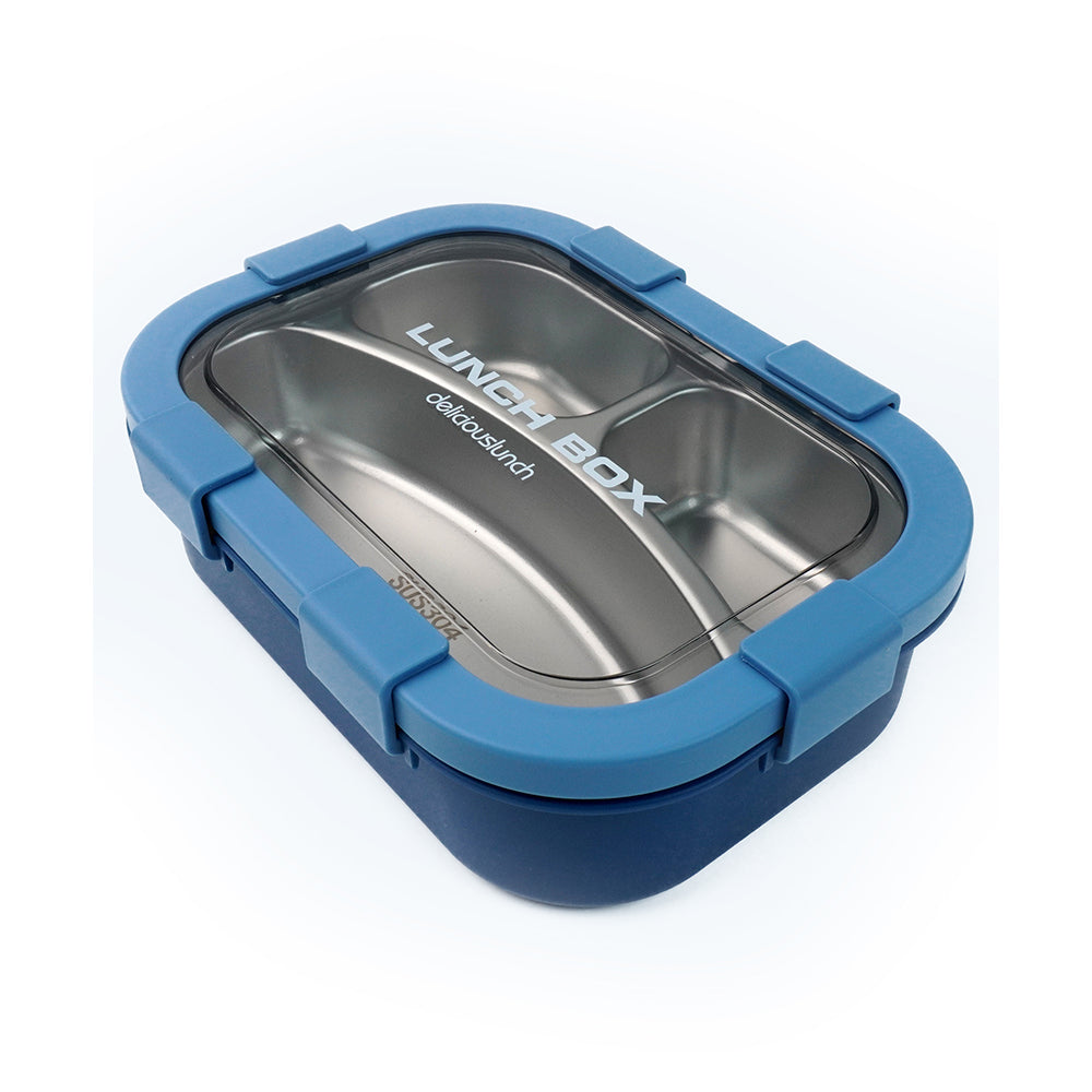 Solid Light And Dark Blue Stainless Steel Lunch Box For Kids & Adults