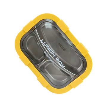 Solid Blue & Yellow Stainless Steel Lunch Box For Kids & Adults