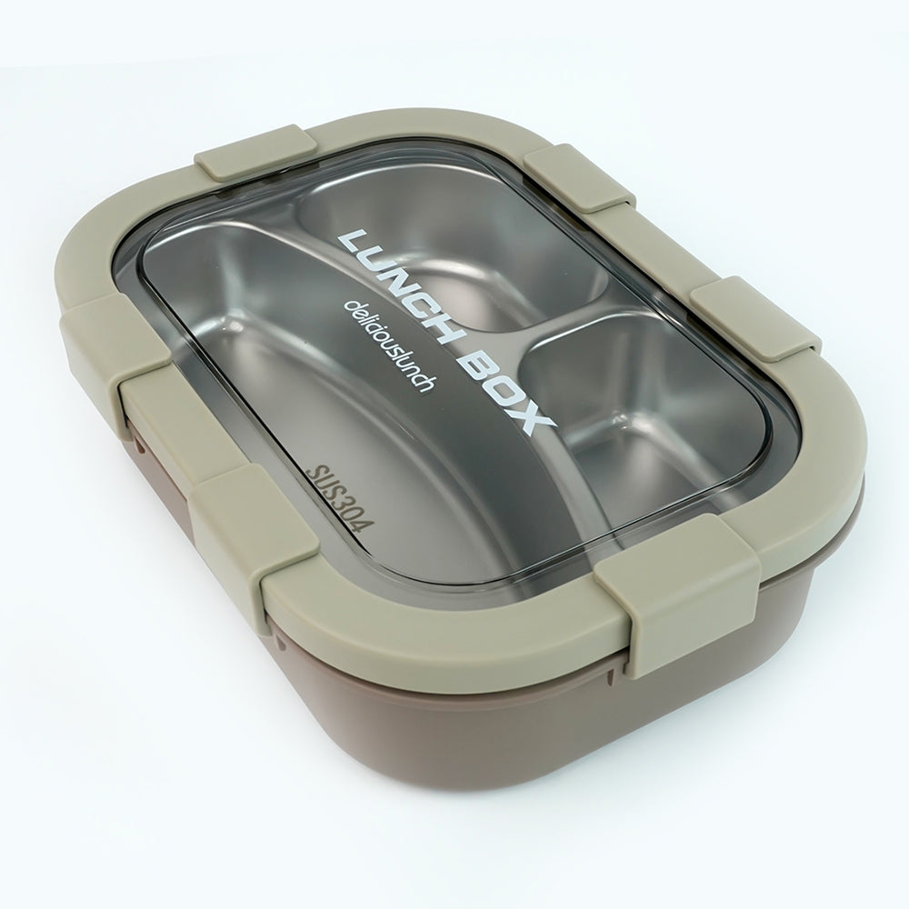 Solid Brown Stainless Steel Lunch Box For Kids & Adults