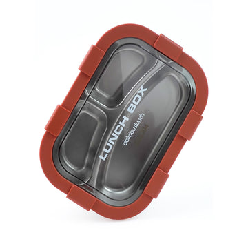 Solid Navy & Orange Stainless Steel Lunch Box For Kids & Adults