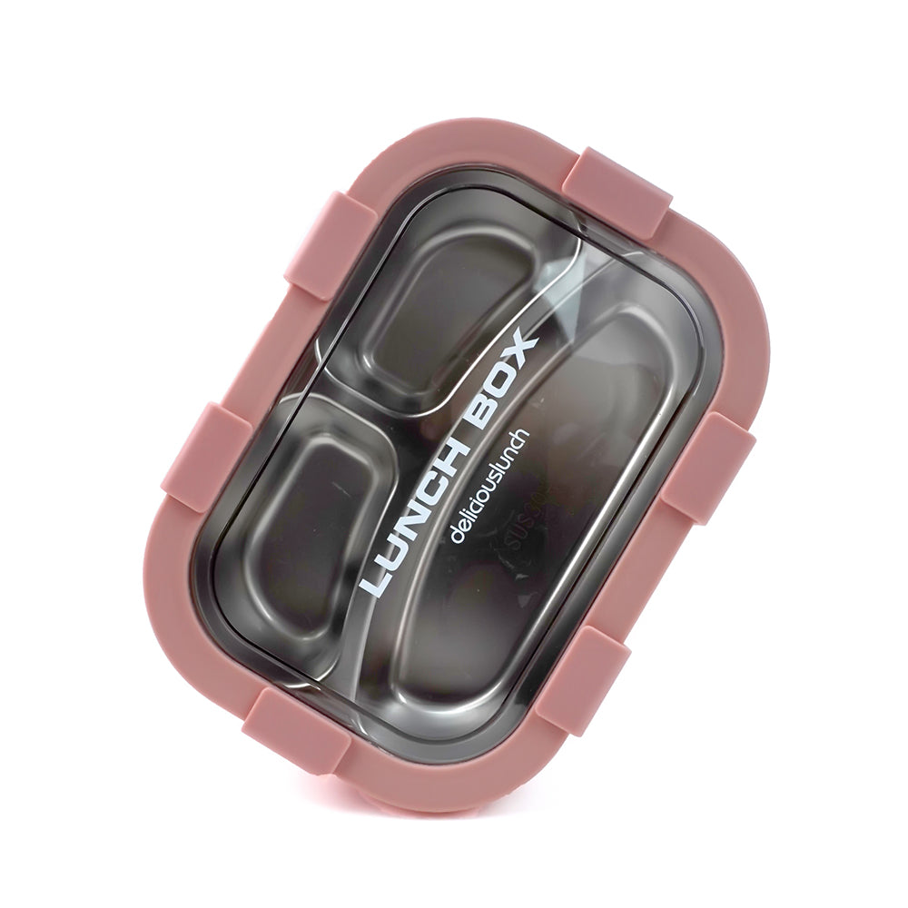 Solid Peach Stainless Steel Lunch Box For Kids & Adults