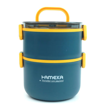 Teal & Yellow Double Decker Stainless Steel Lunch Box