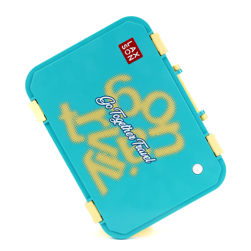 Teal Travel theme Stainless Steel Tiffin/Lunch Box for Kids and Adults