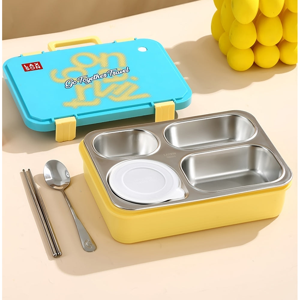 Teal Travel theme Stainless Steel Tiffin/Lunch Box for Kids and Adults