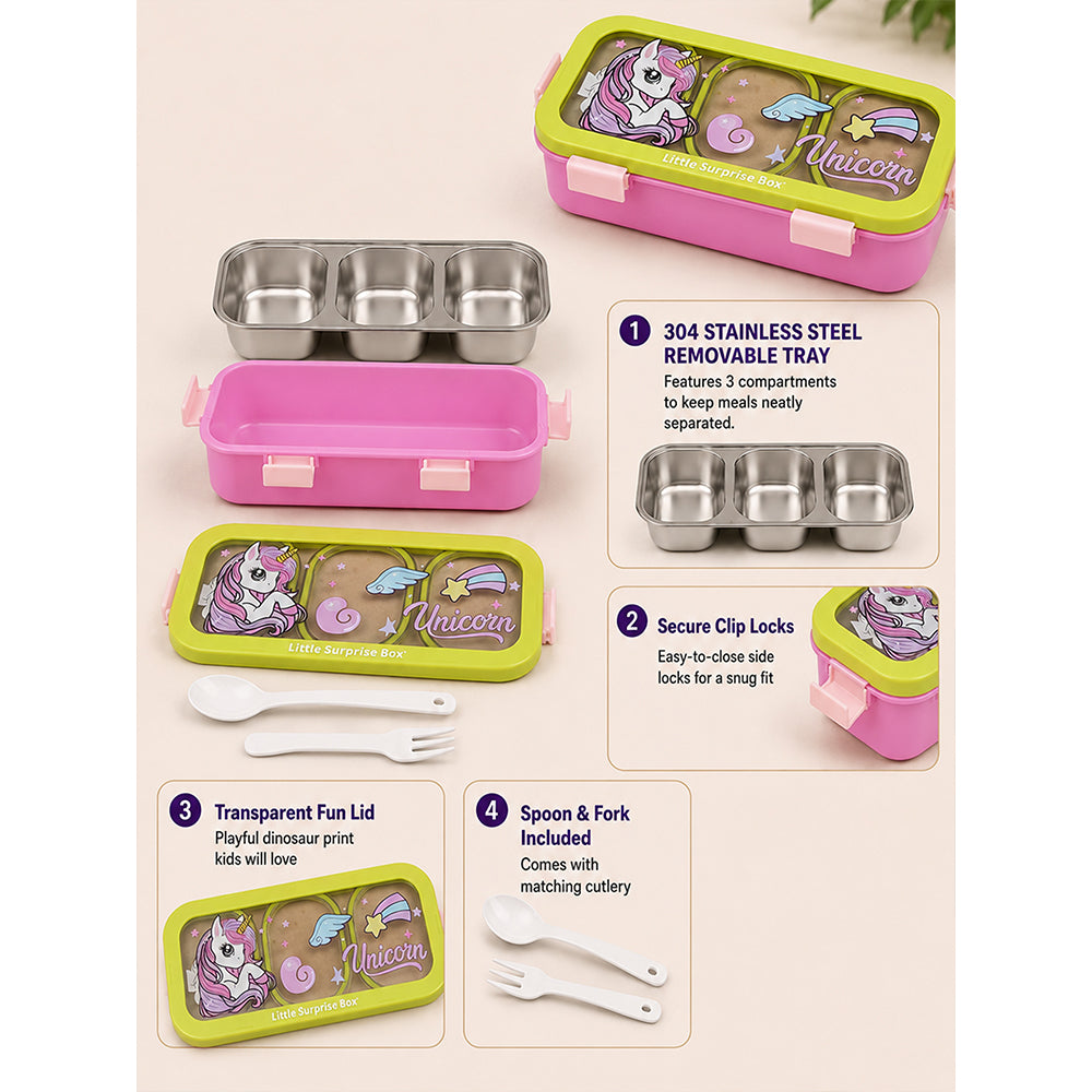 Long Rectangle Unicorn Stainless Steel Lunch Box