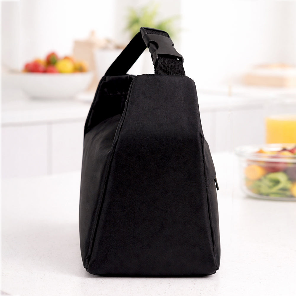 Black Adjustable Buckle Hook Style Insulated Lunch Bag for Kids & Adults