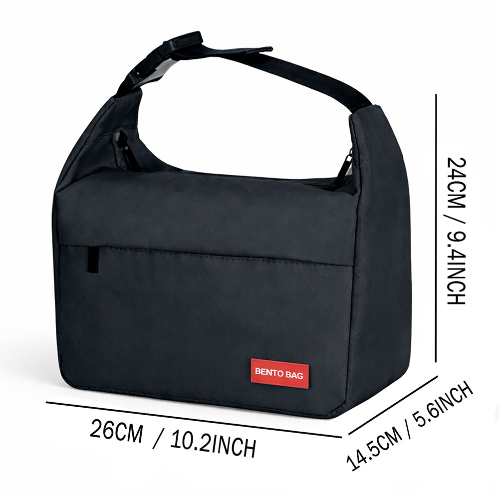 Black Adjustable Buckle Hook Style Insulated Lunch Bag for Kids & Adults