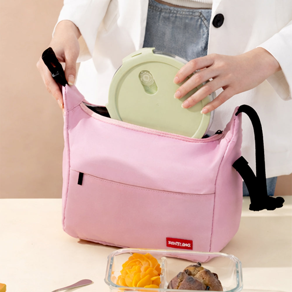 Pink Adjustable Buckle Hook Style Insulated Lunch Bag for Kids & Adults