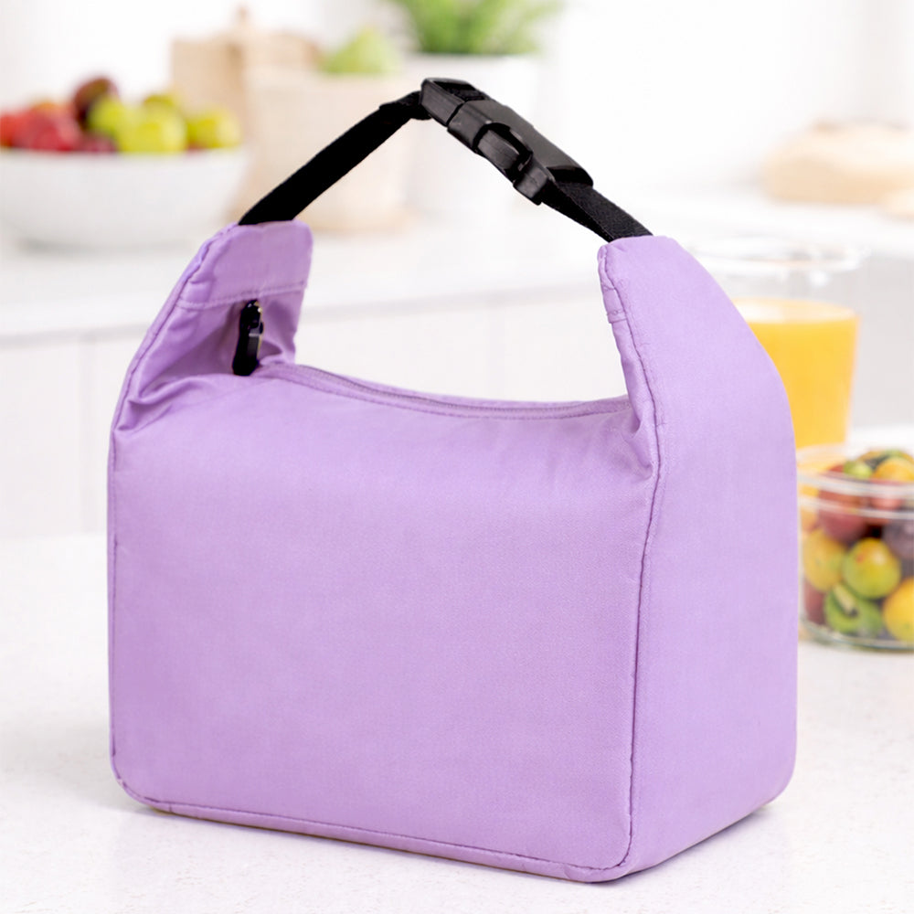 Purple Adjustable Buckle Hook Style Insulated Lunch Bag for Kids & Adults