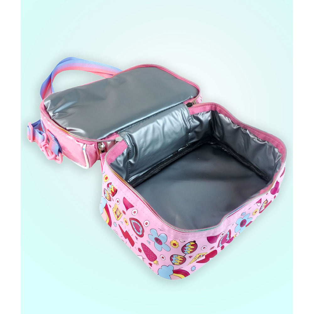Shiny Meow Cat Theme Double Compartment Insulated Lunch Bag For Kids