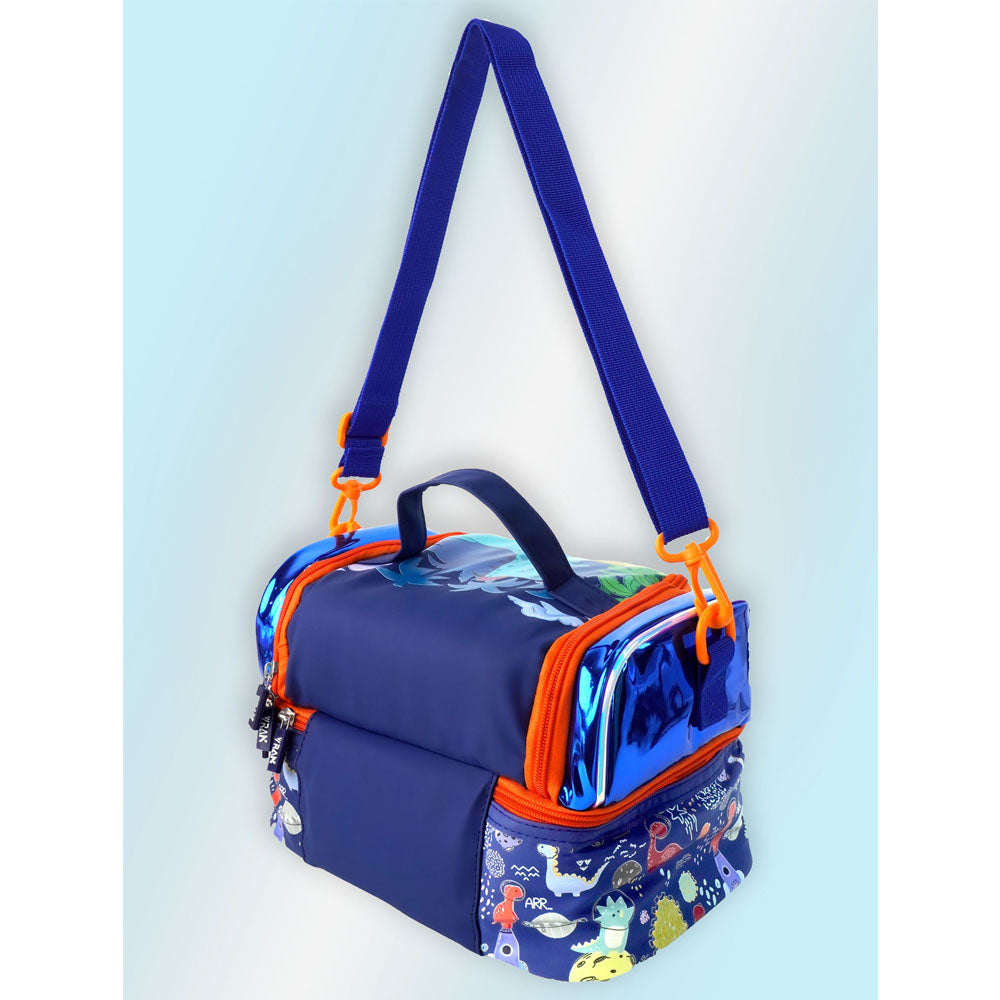 Dino Theme Double Compartment Insulated Lunch Bag For Kids