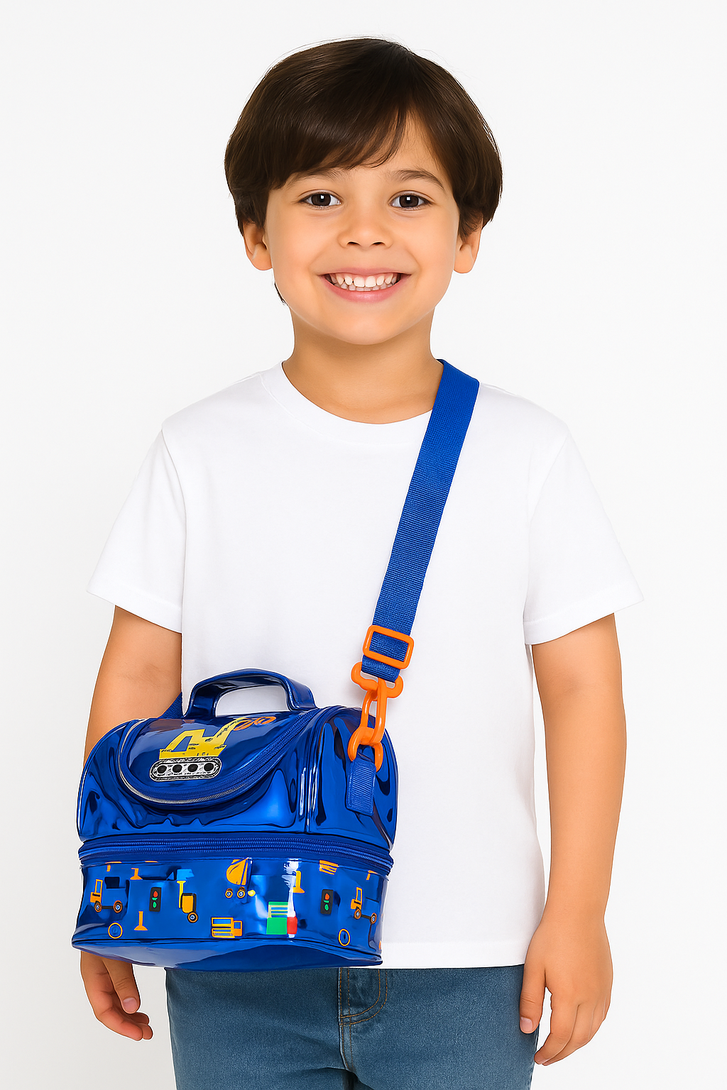 Transport Theme Double Compartment Insulated Lunch Bag For Kids