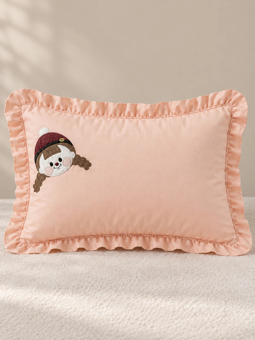 4 pcs Little Girl Theme Luxe Embroidered & 3D hanging collection of Single bed comforter, 1 flat bedsheet, 2 pillow covers entire Bedding Set for Single Size Bed.
