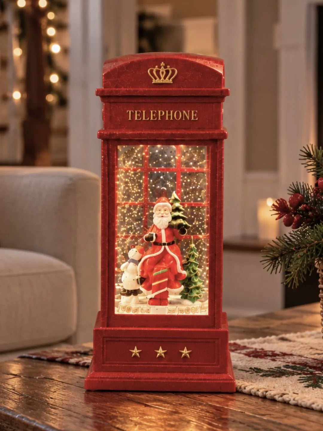 London Booth Big Santa, Musical Rotating Glitter Water Light, Christmas Lantern