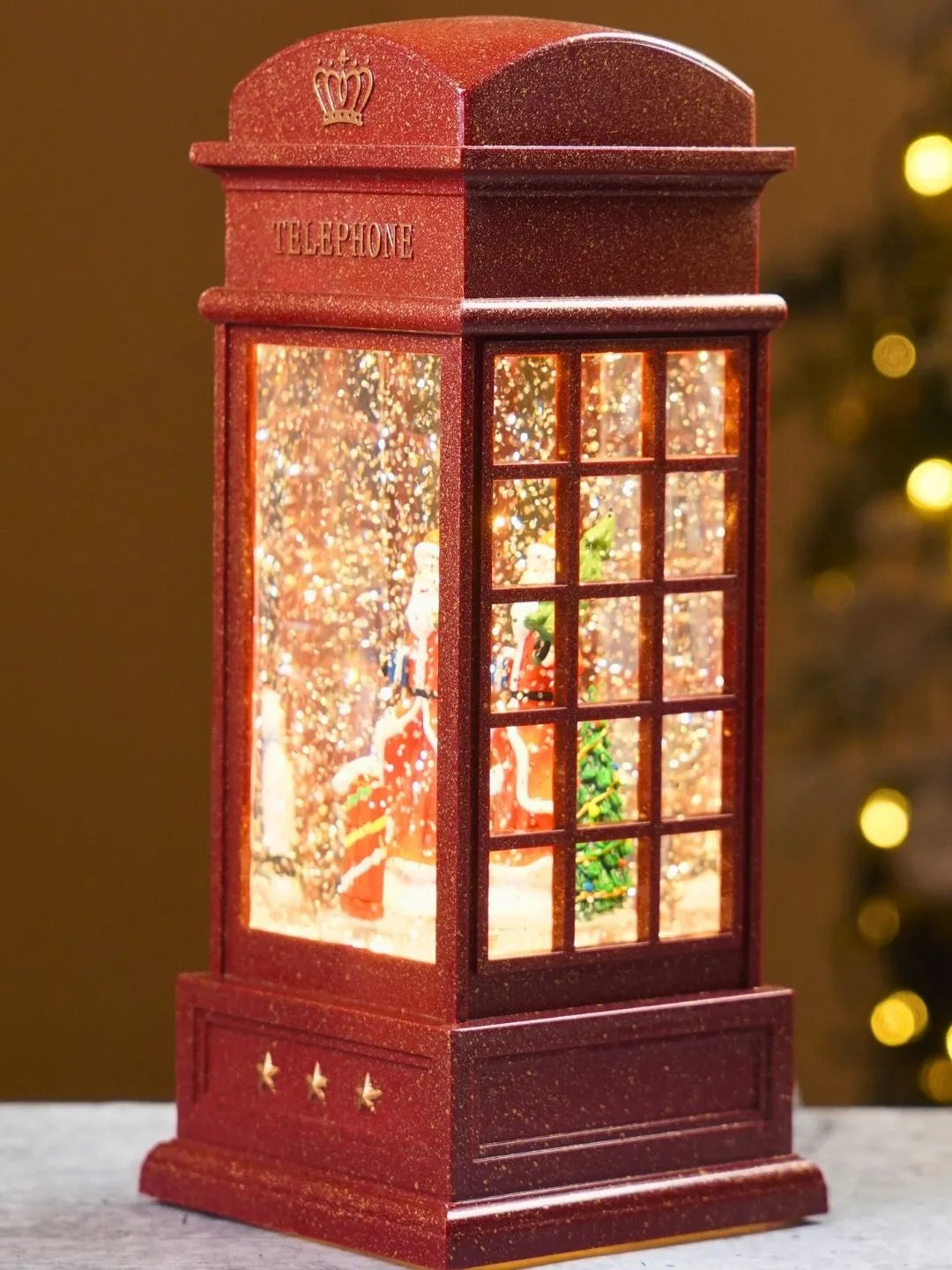 London Booth Big Santa, Musical Rotating Glitter Water Light, Christmas Lantern