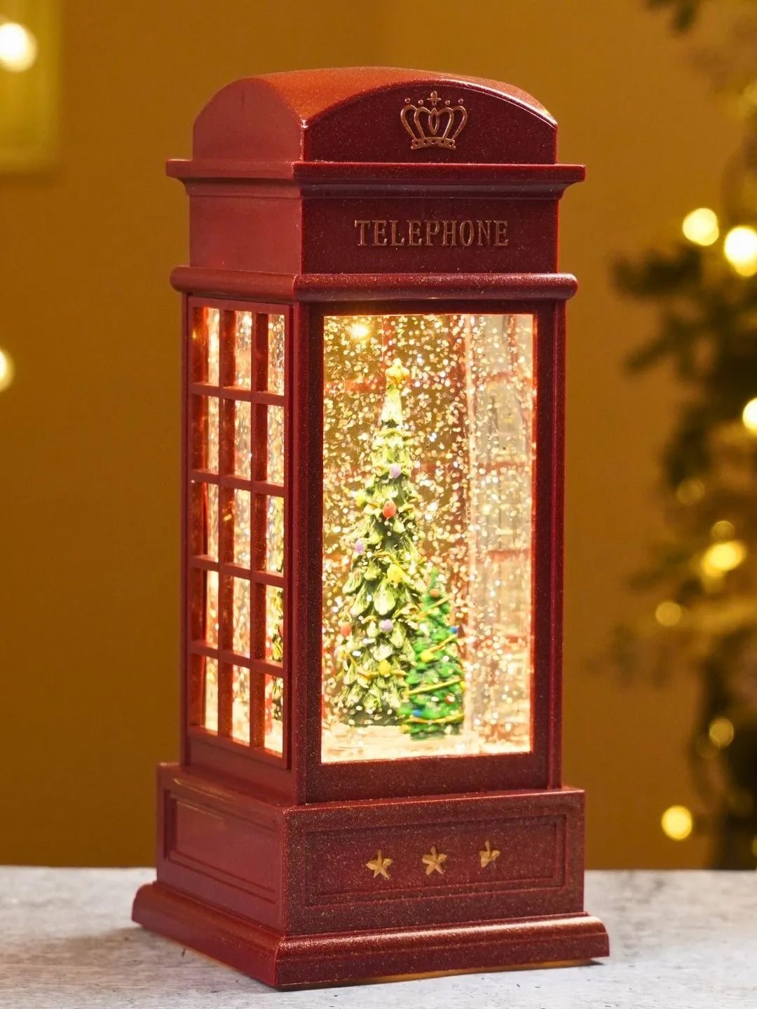 London Booth Big Christmas Tree, Musical Rotating Glitter Water Light, Christmas Lantern
