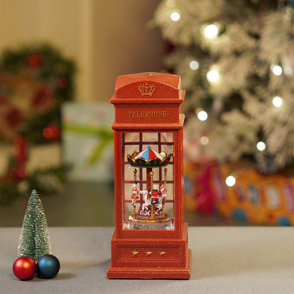 London Booth Carousel, Musical Rotating Glitter Water Light, Christmas Lantern
