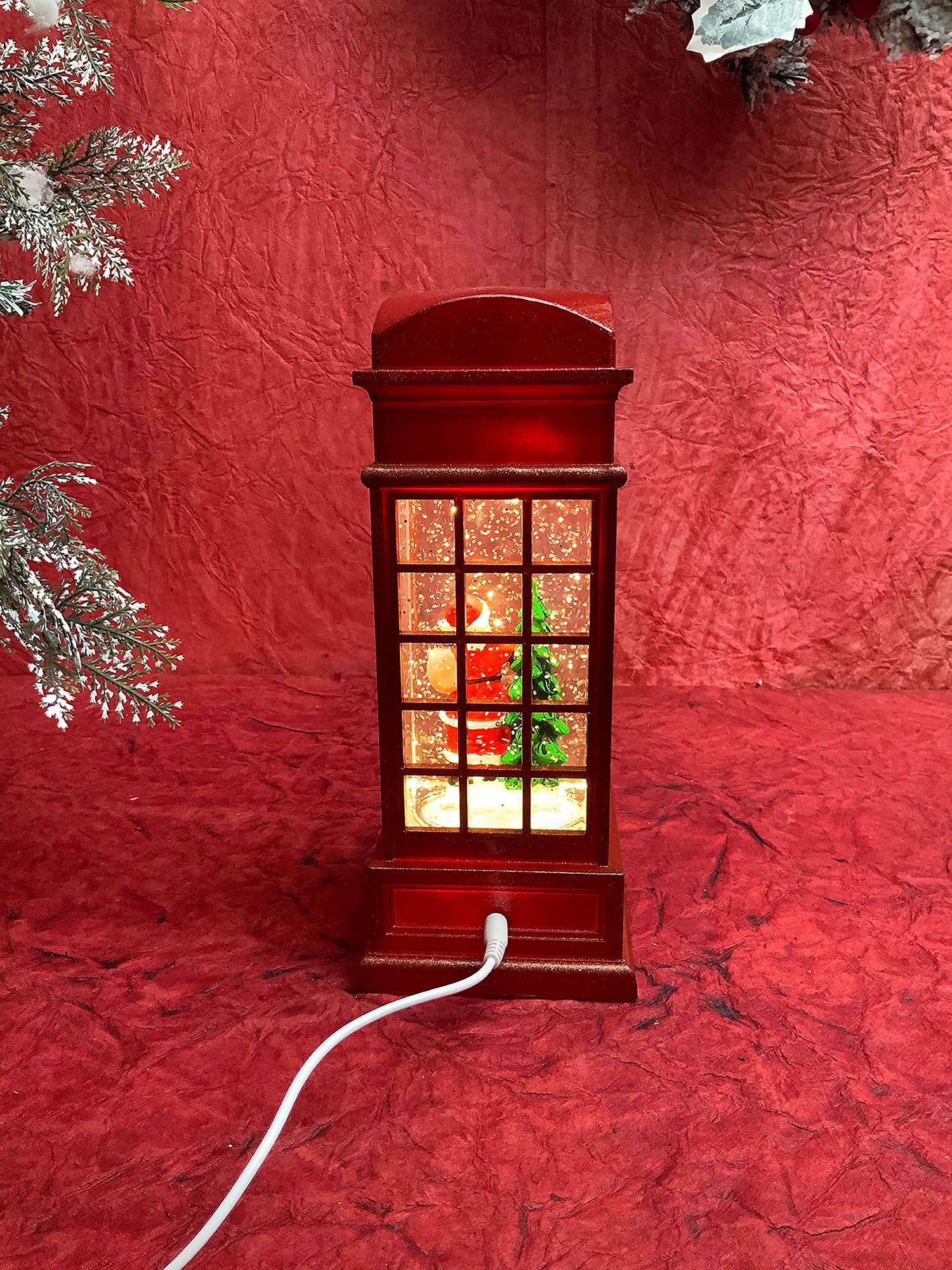 London booth Santa with Tree Musical Glitter Light Water Magical Christmas Snow Globe