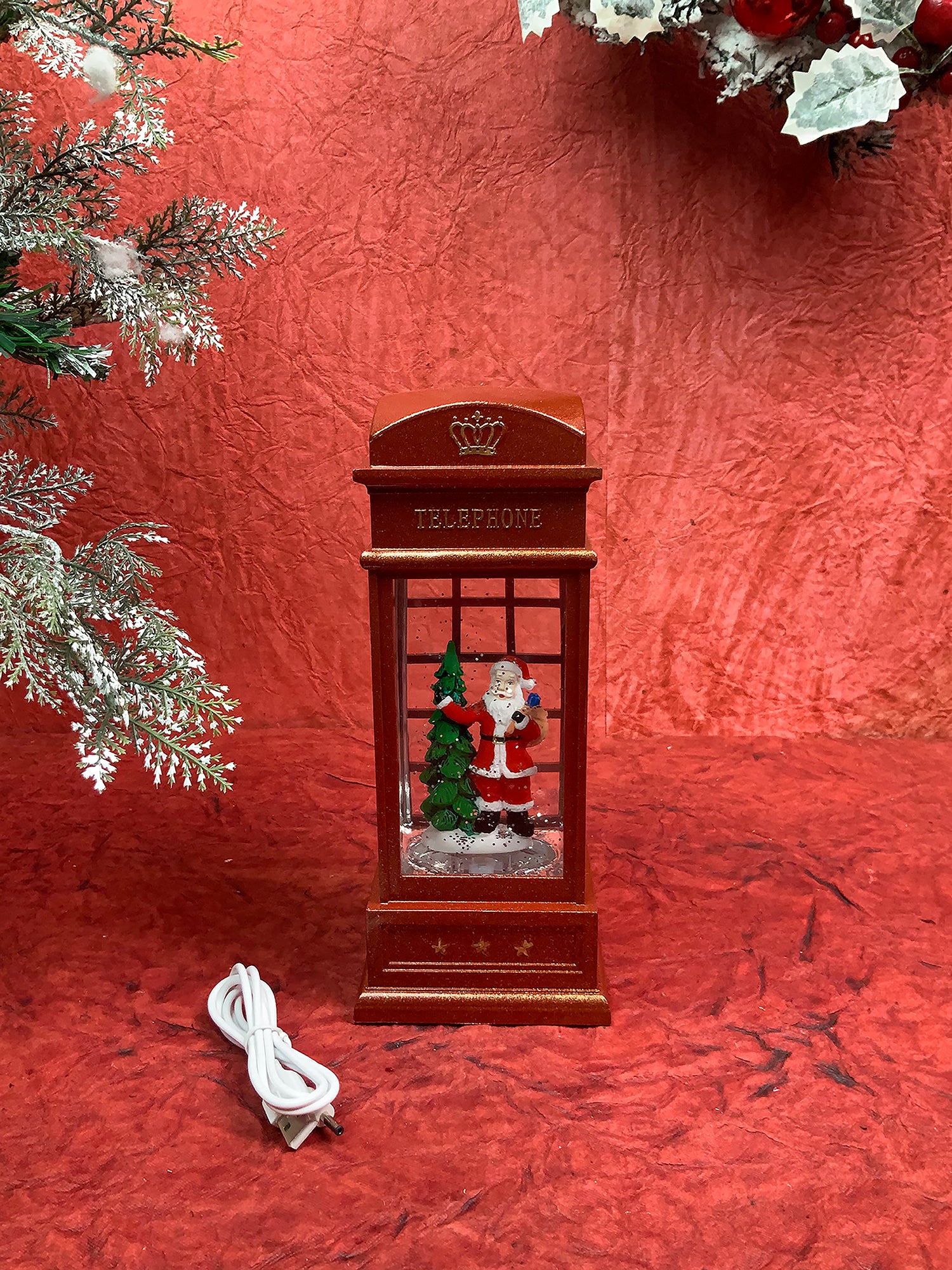 London booth Santa with Tree Musical Glitter Light Water Magical Christmas Snow Globe