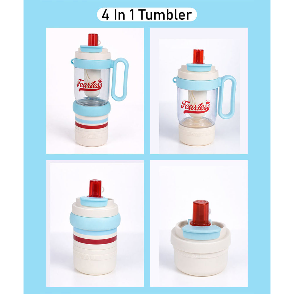 Light Blue White 4 in one Water Bottle , infuser & mini snack box for teens and Adults, 1000ml