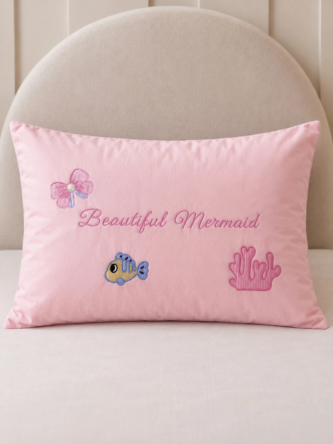4 pcs Beautiful Mermaid Princess Theme Luxe Embroidered & 3D hanging collection of Single bed comforter, 1 flat bedsheet, 2 pillow covers entire Bedding Set for Single Size Bed.