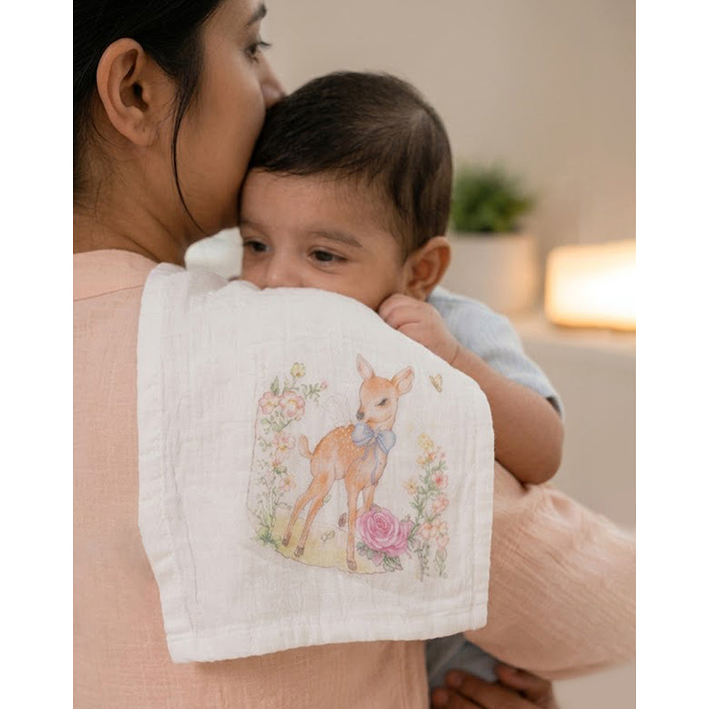 5 Pcs Enchanted Garden Animal theme super Soft Breathable Pure Muslin Cotton Napkins set