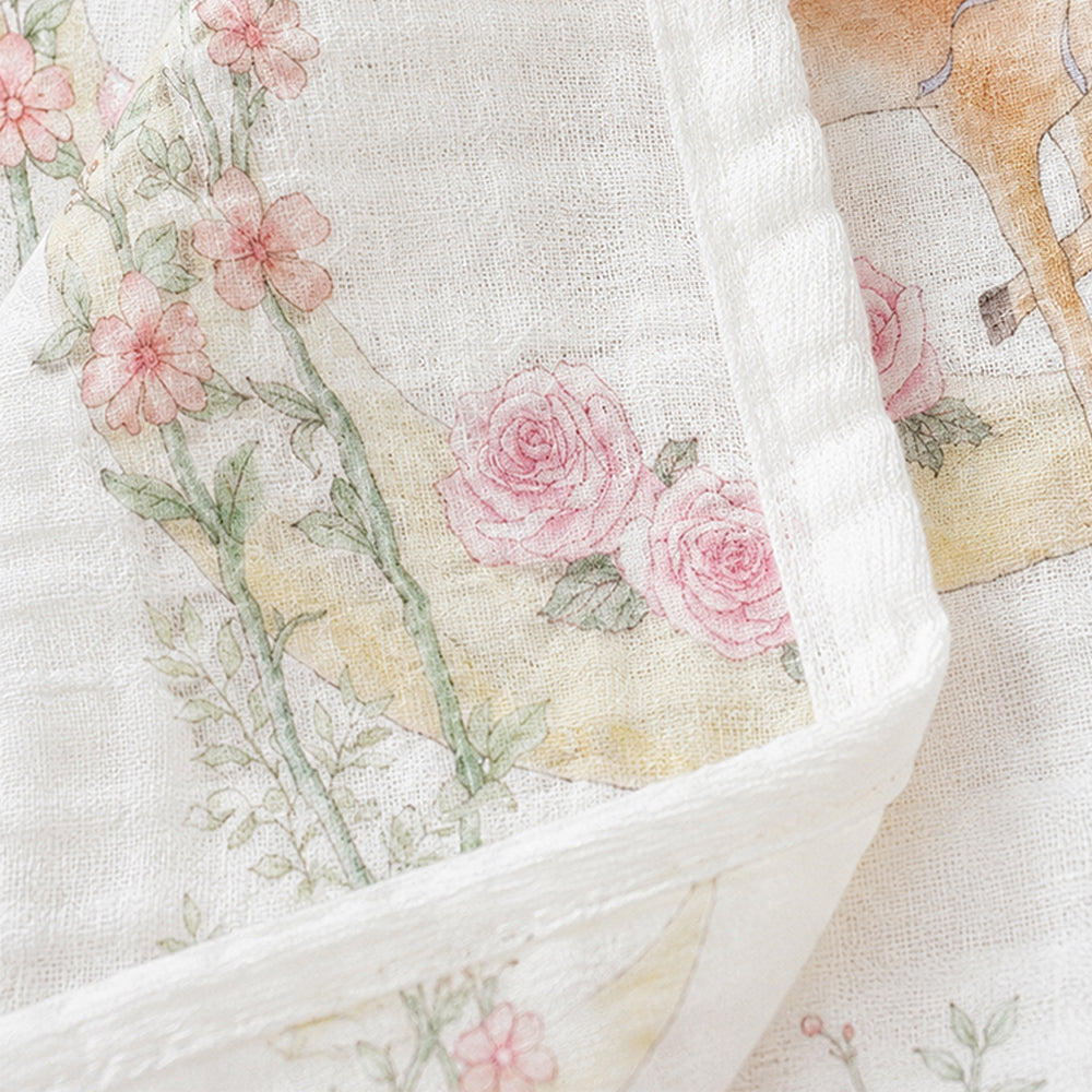 5 Pcs Enchanted Garden Animal theme super Soft Breathable Pure Muslin Cotton Napkins set