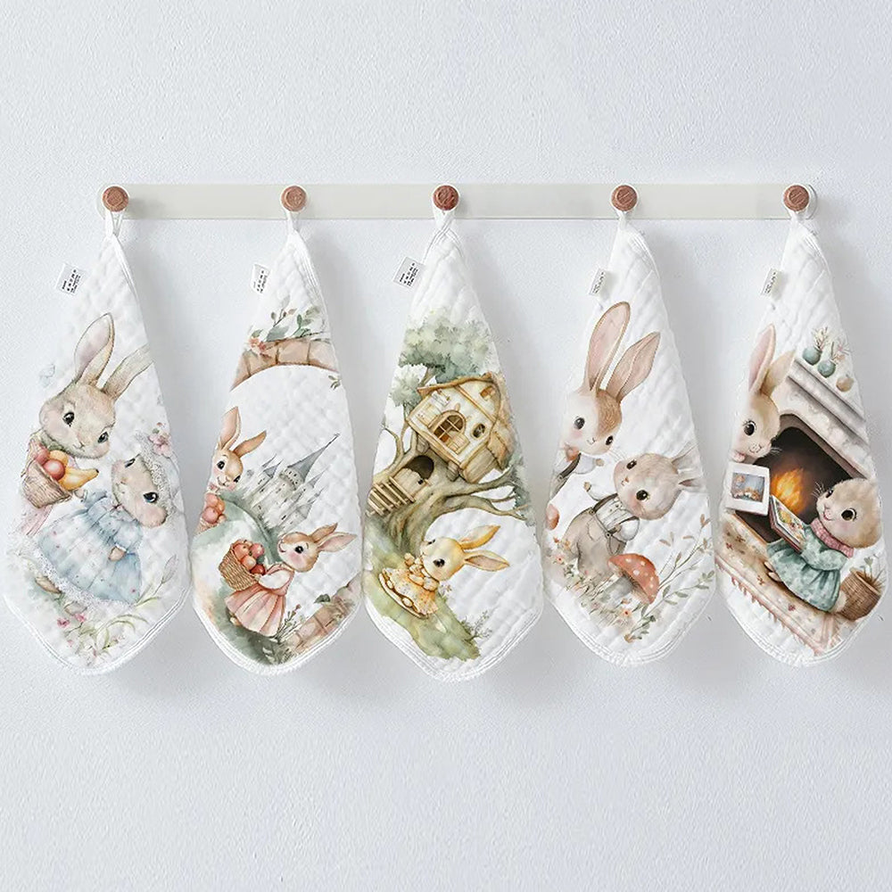 5 pcs woodland theme super soft breathable pure Muslin cotton Napkins set
