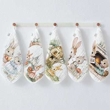 5 pcs woodland theme super soft breathable pure Muslin cotton Napkins set