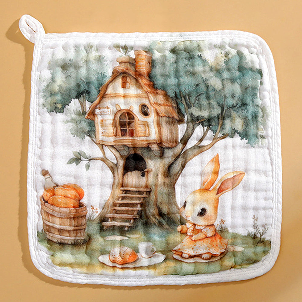 5 pcs woodland theme super soft breathable pure Muslin cotton Napkins set
