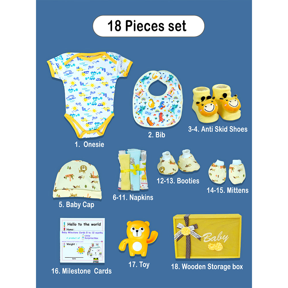 Yellow Sunshine Wooden Baby Shower Box ( Gender Neutral) 0-12 Months