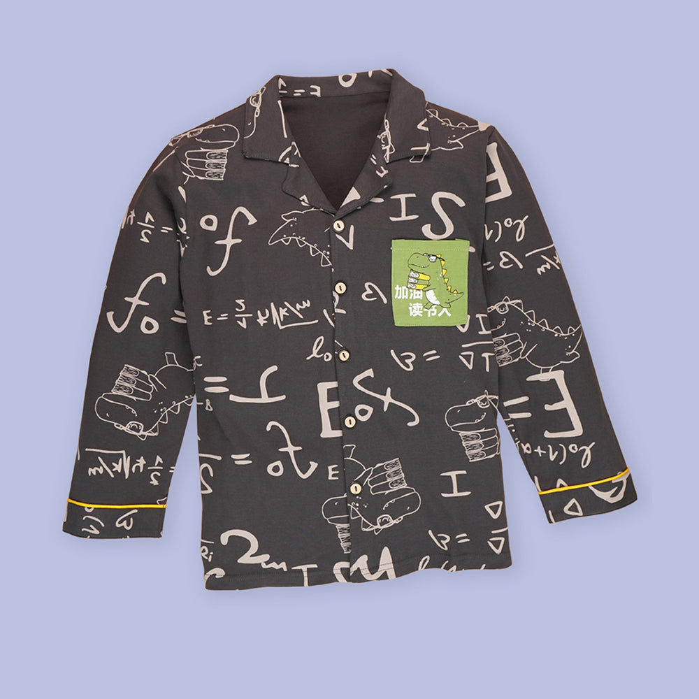 Steel Grey Alphabets soft Cotton Kids Nightsuit