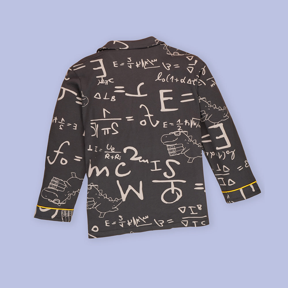 Steel Grey Alphabets soft Cotton Kids Nightsuit