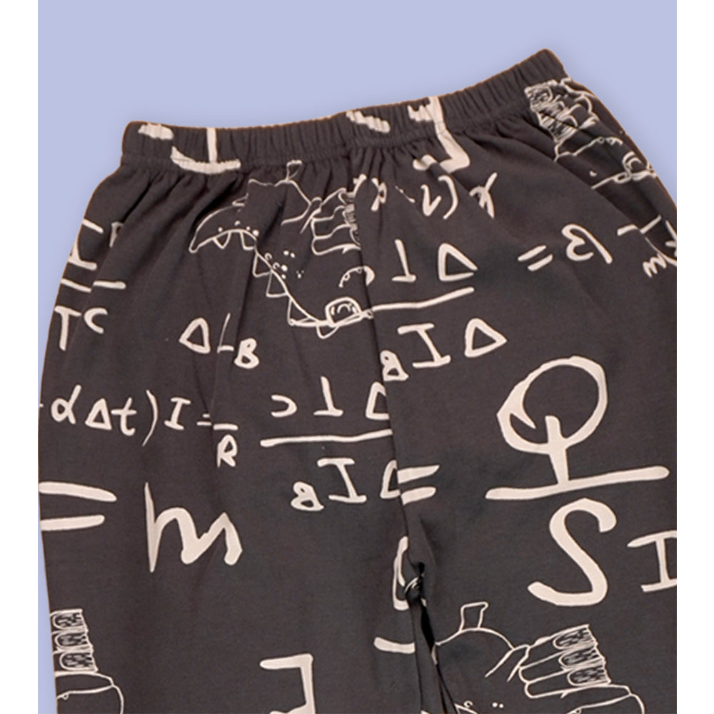 Steel Grey Alphabets soft Cotton Kids Nightsuit