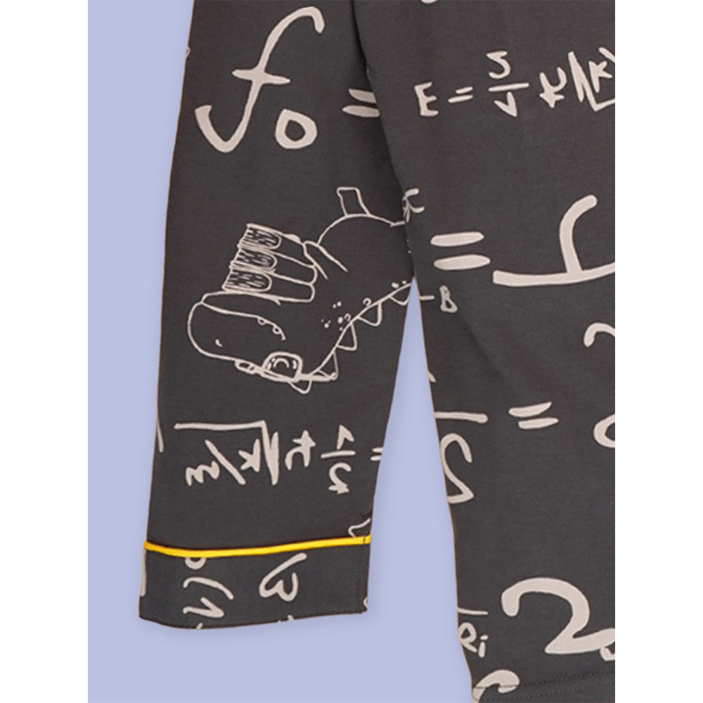 Steel Grey Alphabets soft Cotton Kids Nightsuit