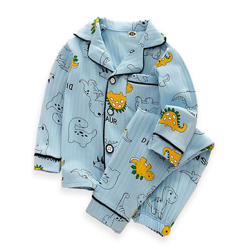 Blue Black Line Dino soft cotton Kids nightsuit