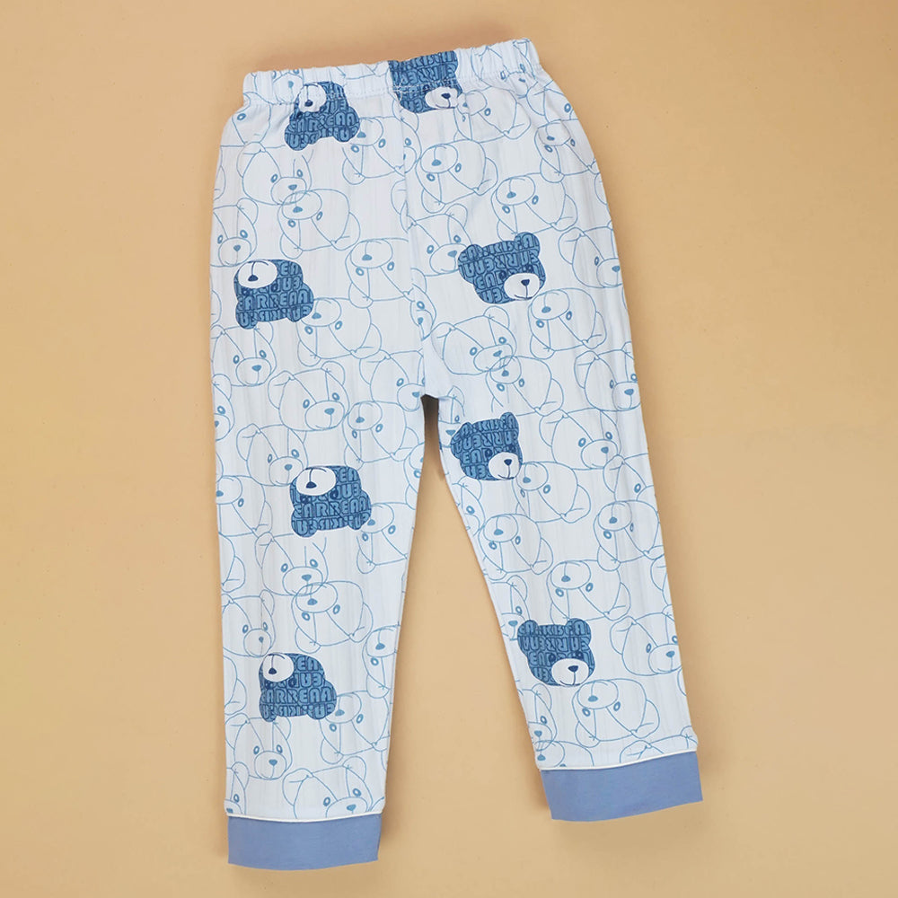 Blue Teddy Face soft Cotton Kids Nightsuit