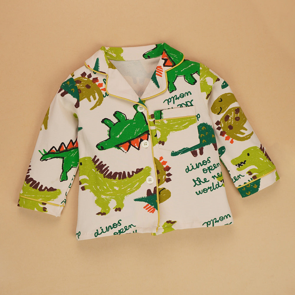 Chalk paint Dino  soft Cotton Kids Nightsuit