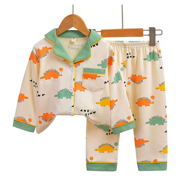 Baloon Dinosaur Olive & Cream soft Cotton Kids Nightsuit