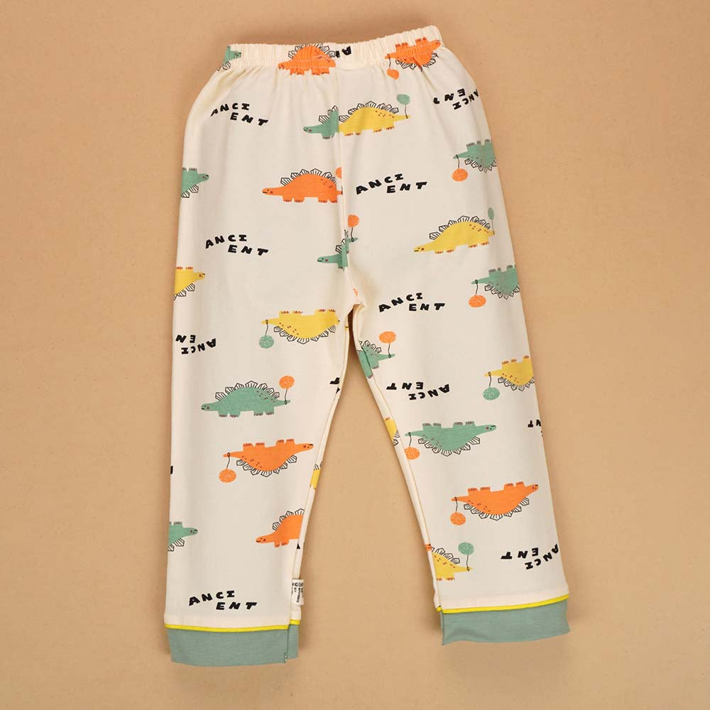 Baloon Dinosaur Olive & Cream soft Cotton Kids Nightsuit