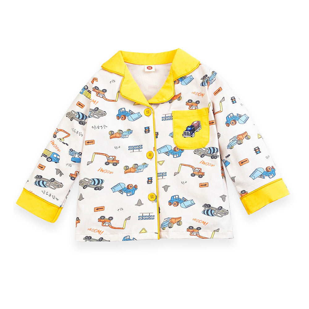 Yellow Dumper Truck soft Cotton Kids Nightsuit