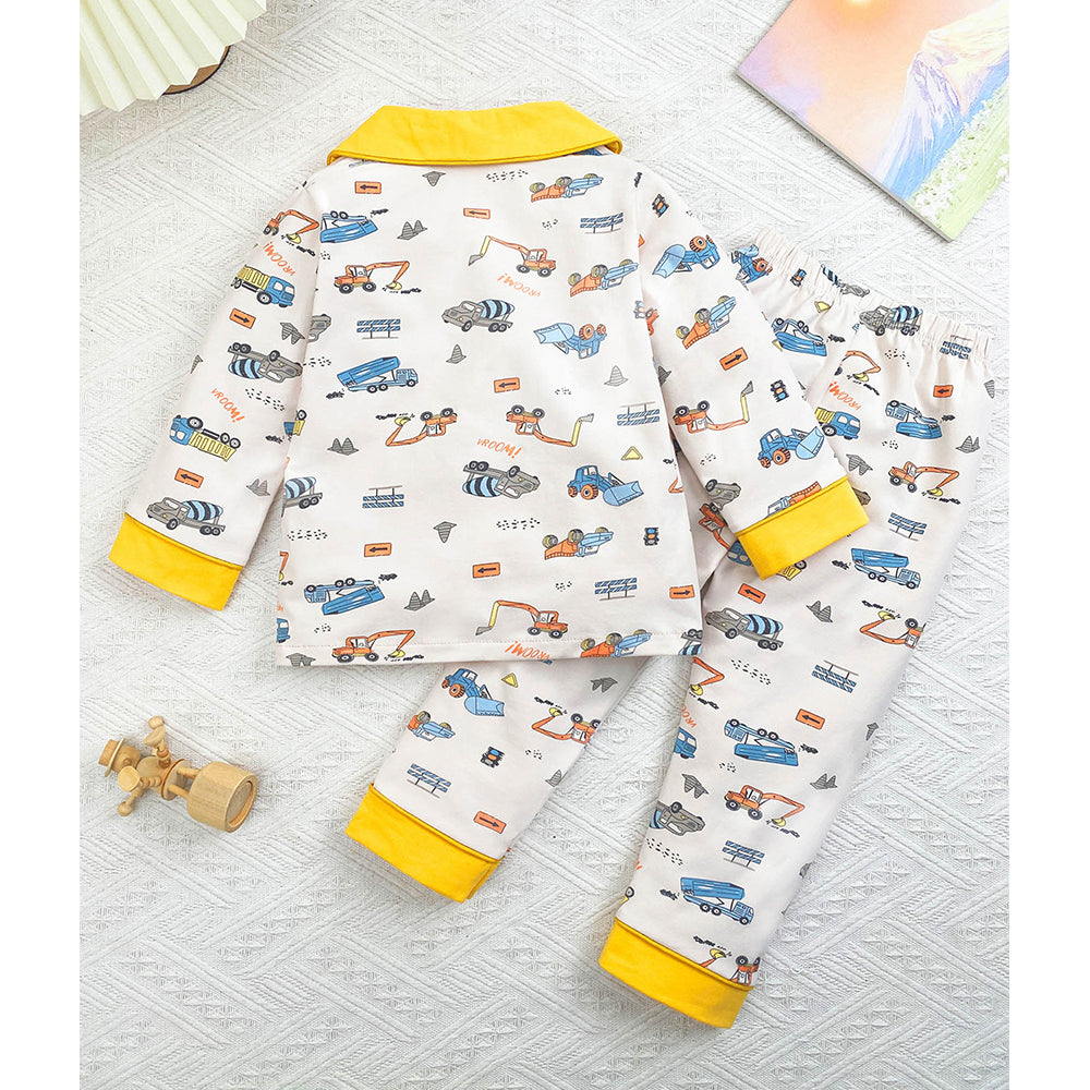 Yellow Dumper Truck soft Cotton Kids Nightsuit